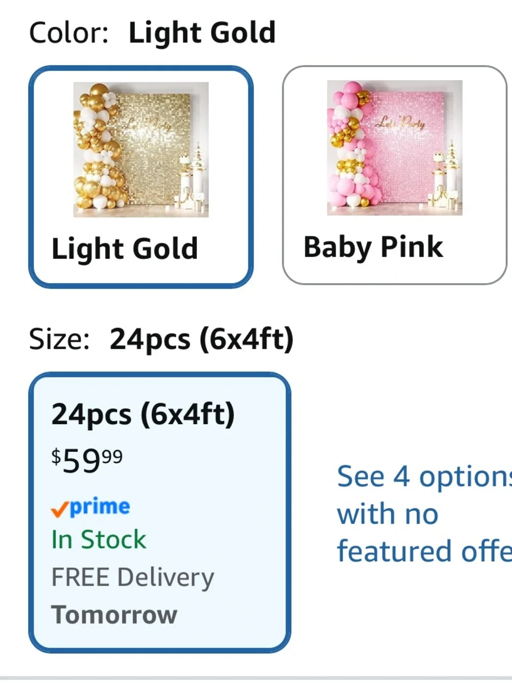 24-panel shimmer wall for photo or party backdrop (light gold) by Cokaobe - Picture 2 of 9